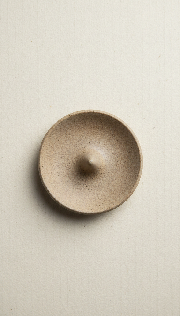 Raw Ceramic Incense Holder with Sculpted Basin