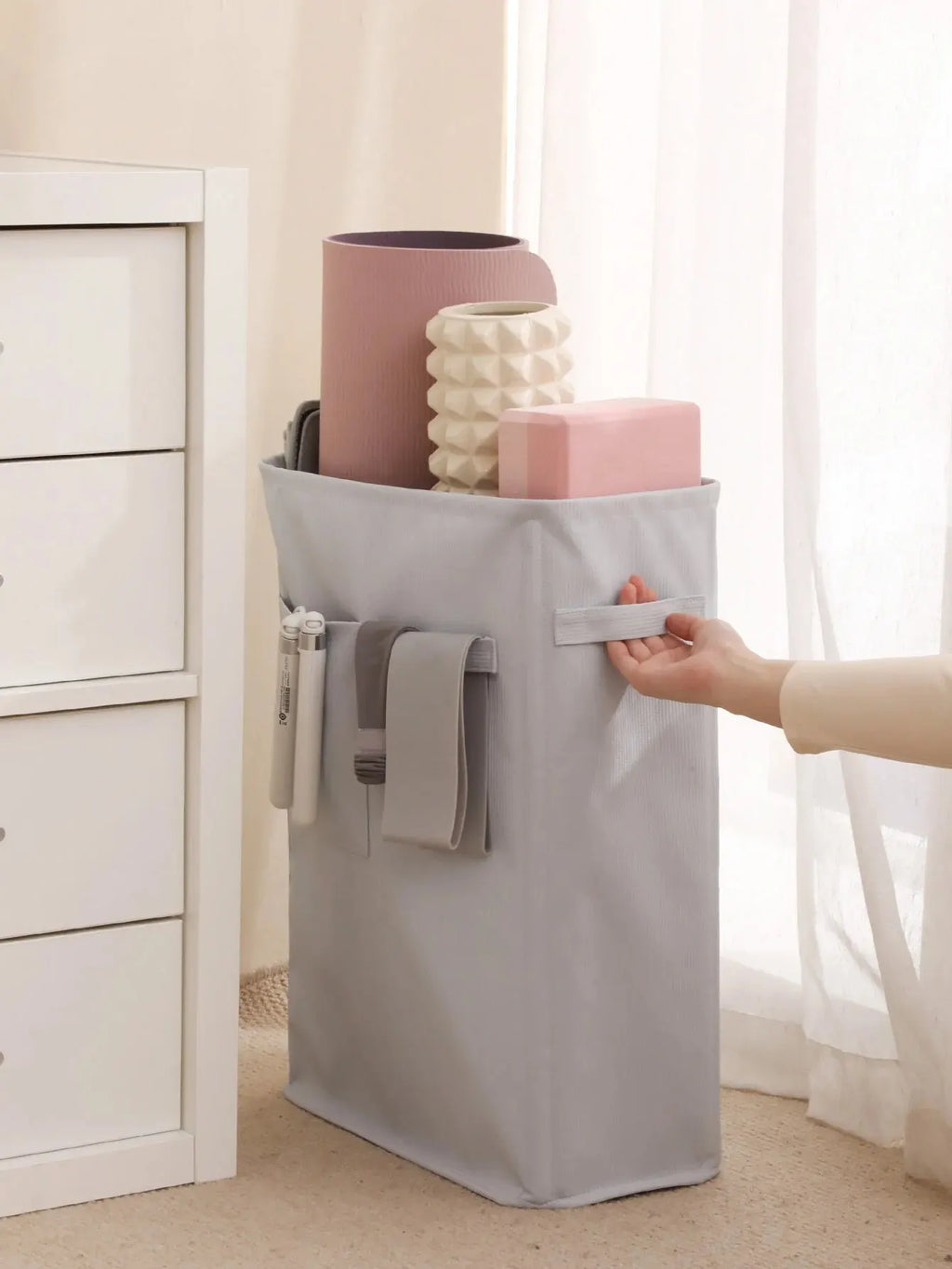 Harmony Home Yoga Storage Rack – Compact Corner Organizer for Mats, Rollers, Bands & Straps