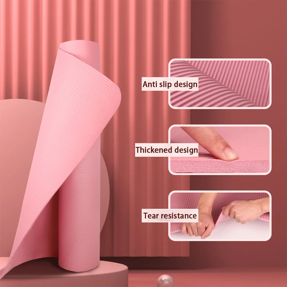 Harmony Comfort Yoga Mat – 8mm Thick Eco NBR Non-Slip, Extended Length for Beginners